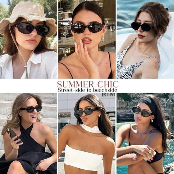 ?Mosanana Sunglasses Women Black Oval Retro Trendy Fashion 90s Style Eyewear main image 6